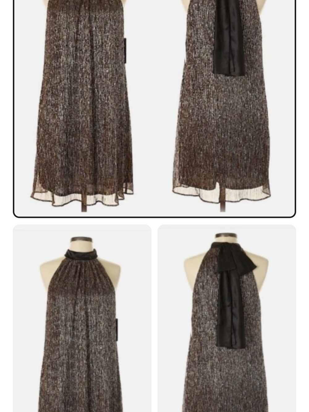 Laundry By Shelli Segal Black & Gold Metallic Halter Dress